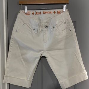 Rock Revival Women's White Cuffed Denim Shorts